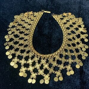 Vintage Gold Tone Fringe Statement Necklace